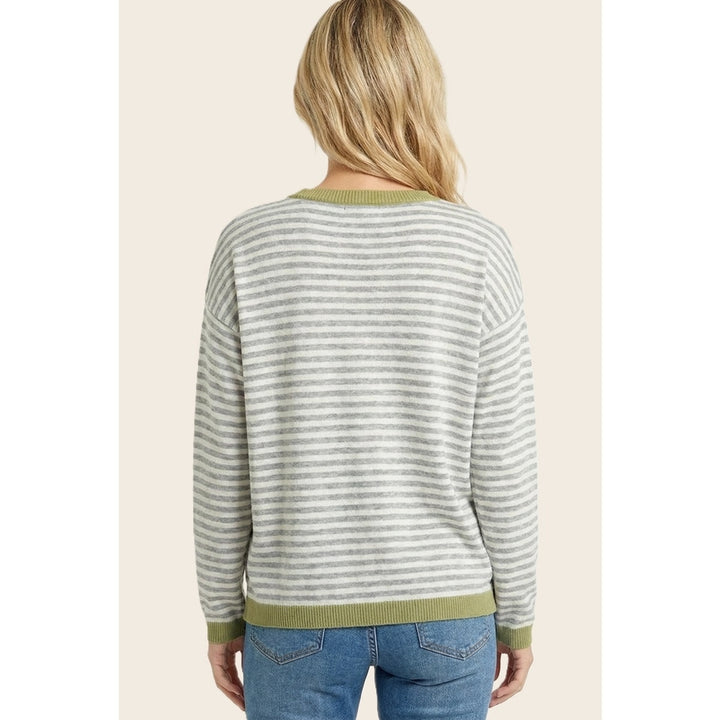 SAGE & HEATHER GREY STRIPE SWEATER