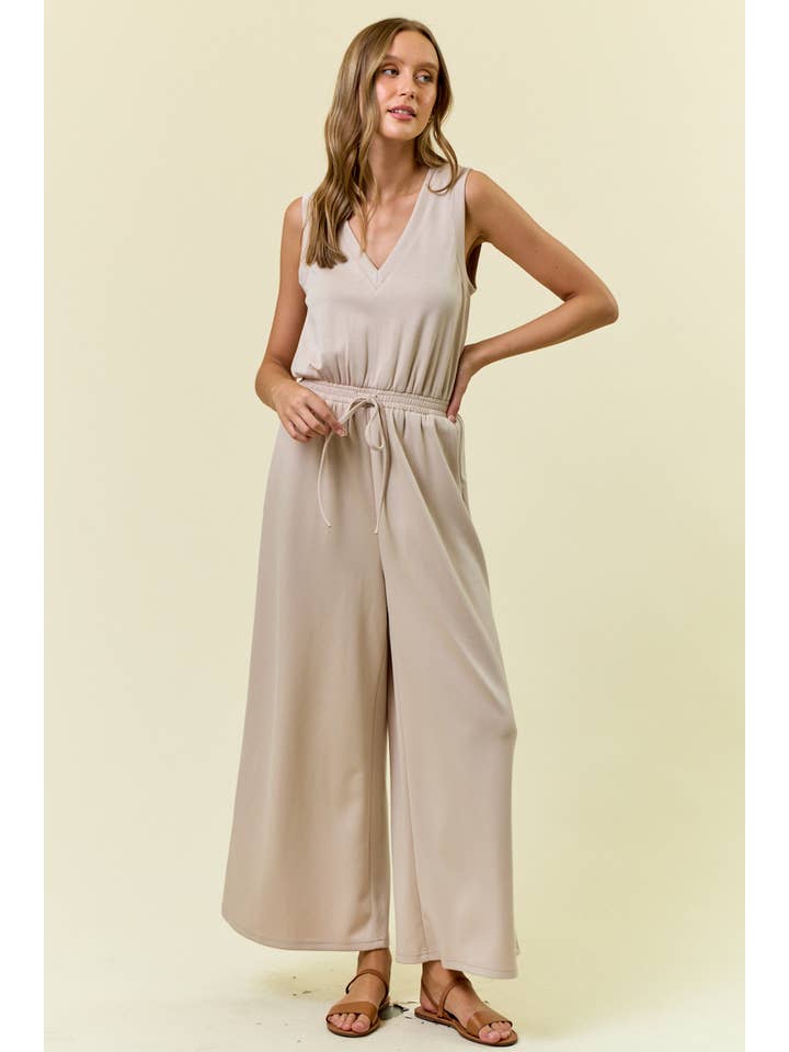 NINA OAT SLEEVELESS V-NECK JUMPSUIT
