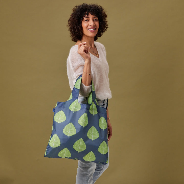 ASPEN LEAVES BLU REUSABLE SHOPPER TOTE