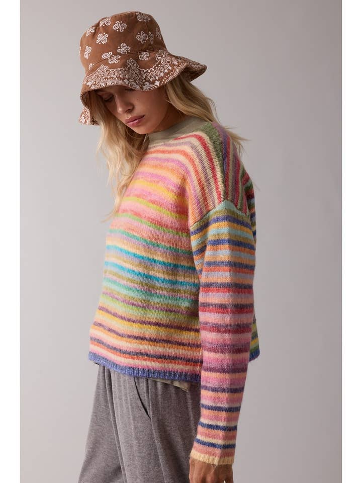 RAINBOW KNIT CREWNECK SWEATER