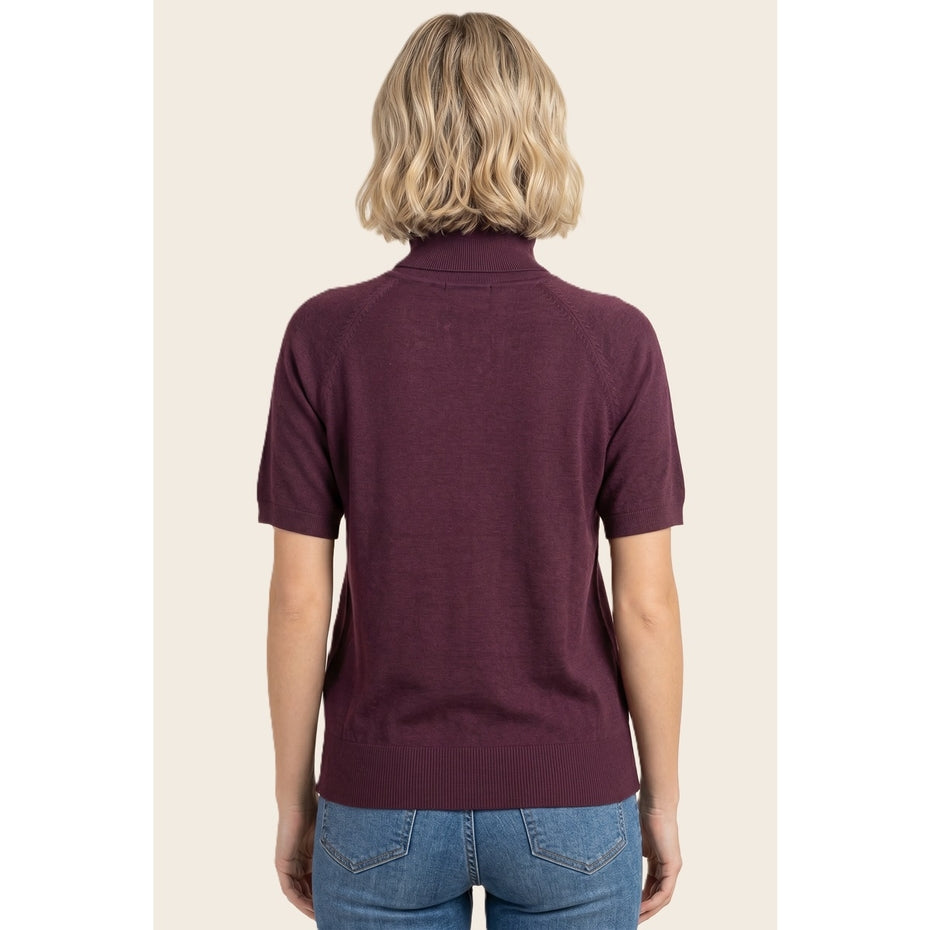 DARK PLUM SHORT SLEEVE TURTLENECK
