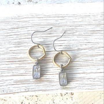 MIXED METAL SWAROVSKI CRYSTAL EARRINGS
