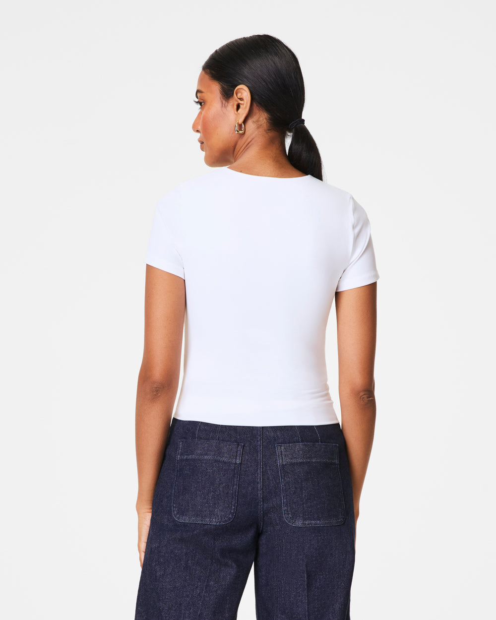 SPANX CLASSIC WHITE JERSEY CREWNECK TEE
