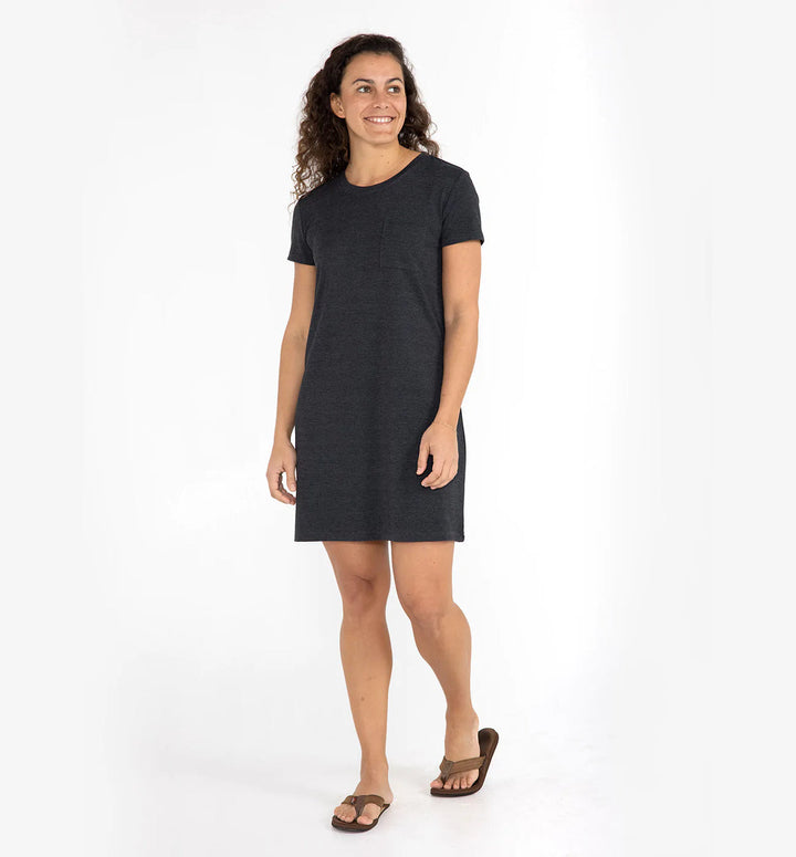 HEATHER BLACK BAMBOO FLEX POCKET DRESS