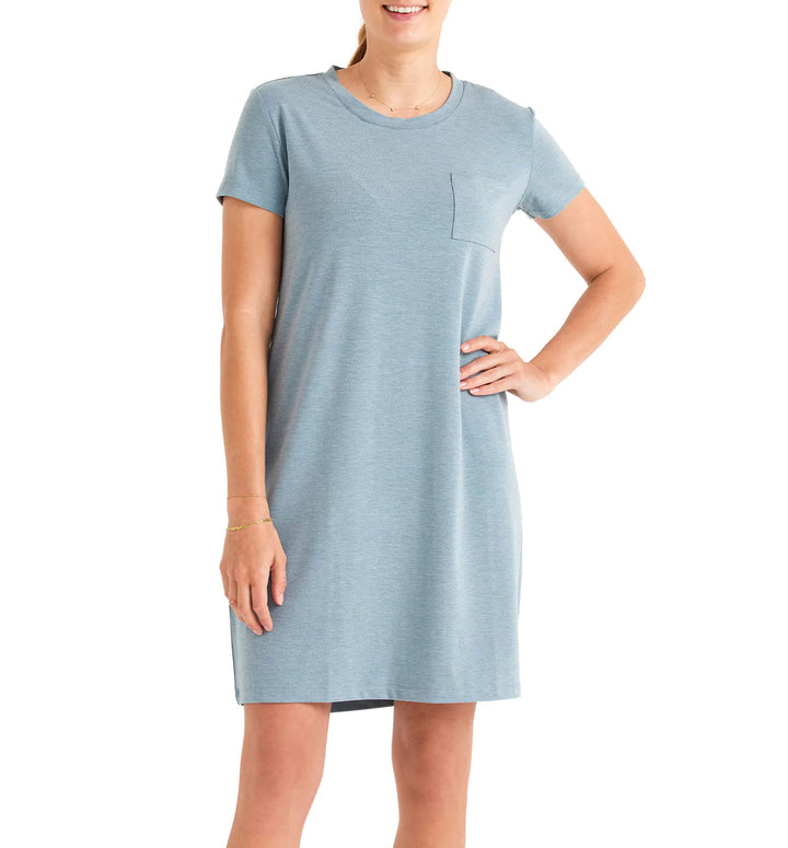 HEATHER COASTAL SAGE BAMBOO FLEX POCKET DRESS