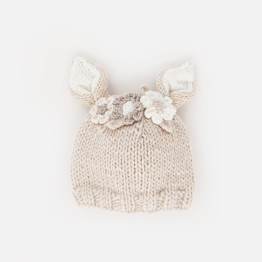 FLOWER BUNNY NATURAL HAND KNIT BEANIE
