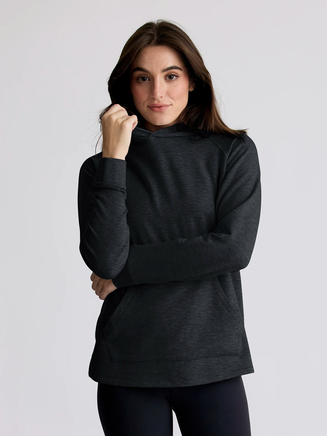 HEATHER BLACK BAMBOO LIGHTWEIGHT FLEECE HOODIE
