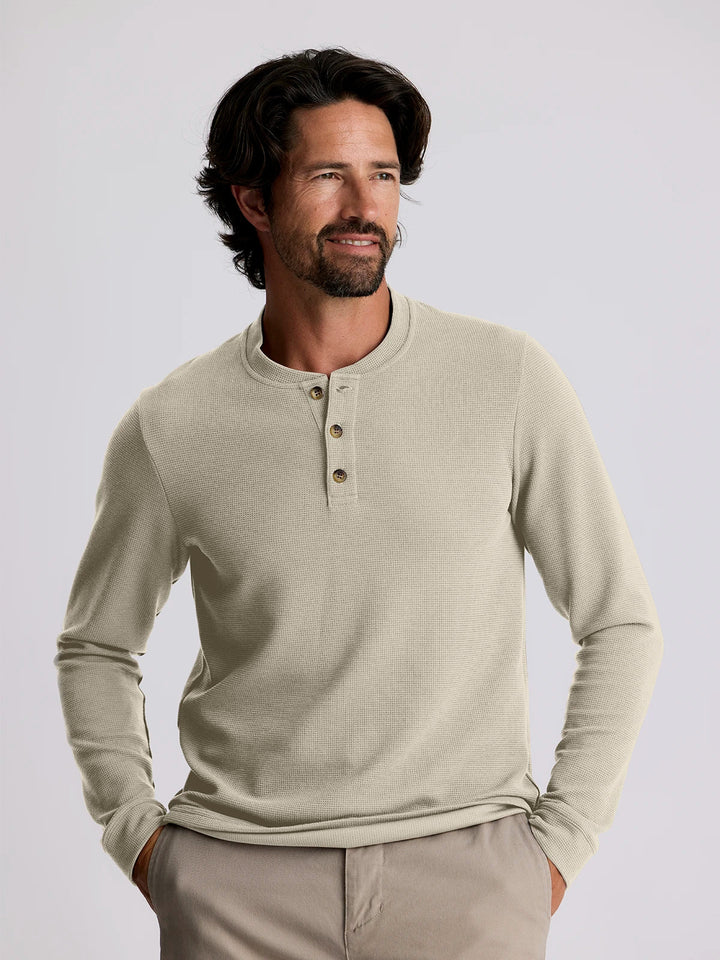 MEN'S SANDSTONE WAFFLE LONG SLEEVE HENLEY