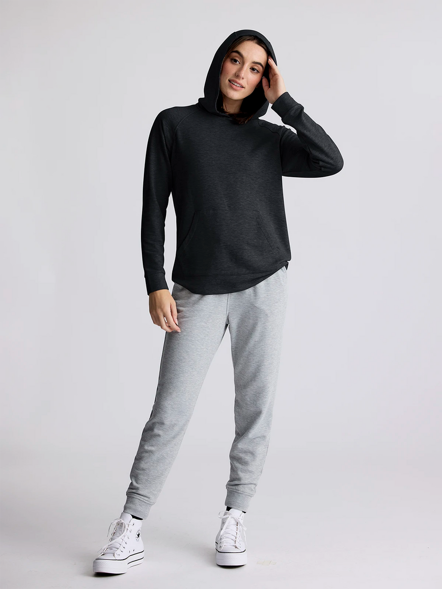 HEATHER BLACK BAMBOO LIGHTWEIGHT FLEECE HOODIE
