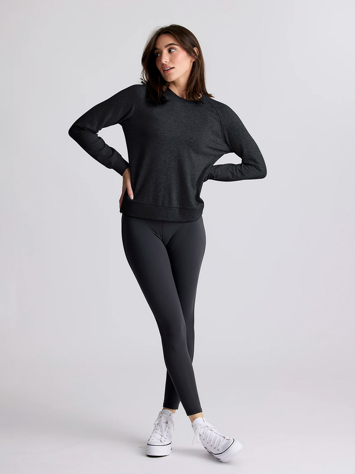 HEATHER BLACK LIGHTWEIGHT FLEECE CREW