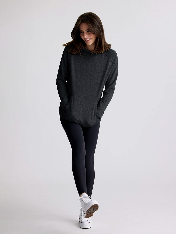 HEATHER BLACK BAMBOO LIGHTWEIGHT FLEECE HOODIE