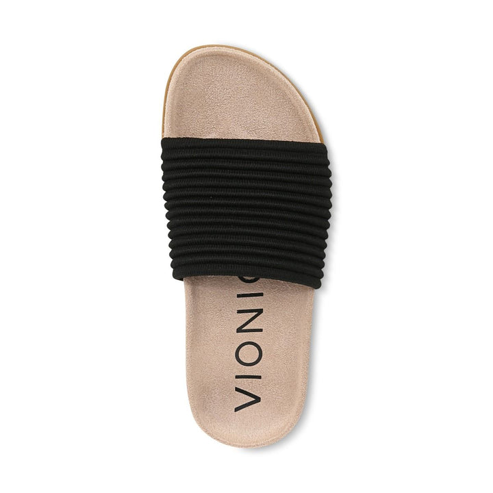EVIE BLACK KNIT SLIDE SANDAL