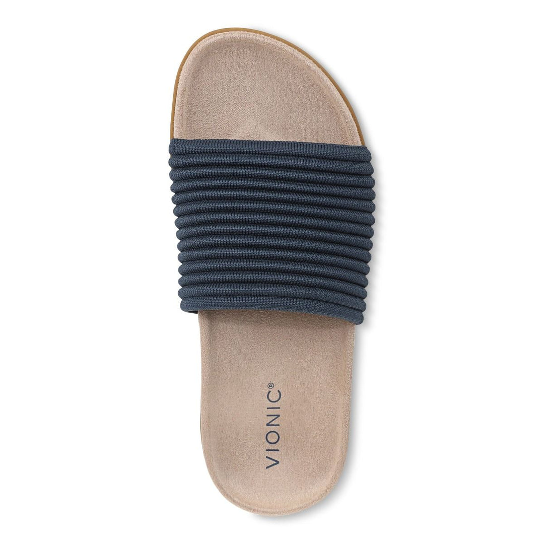 EVIE DARK DENIM KNIT SLIDE SANDAL
