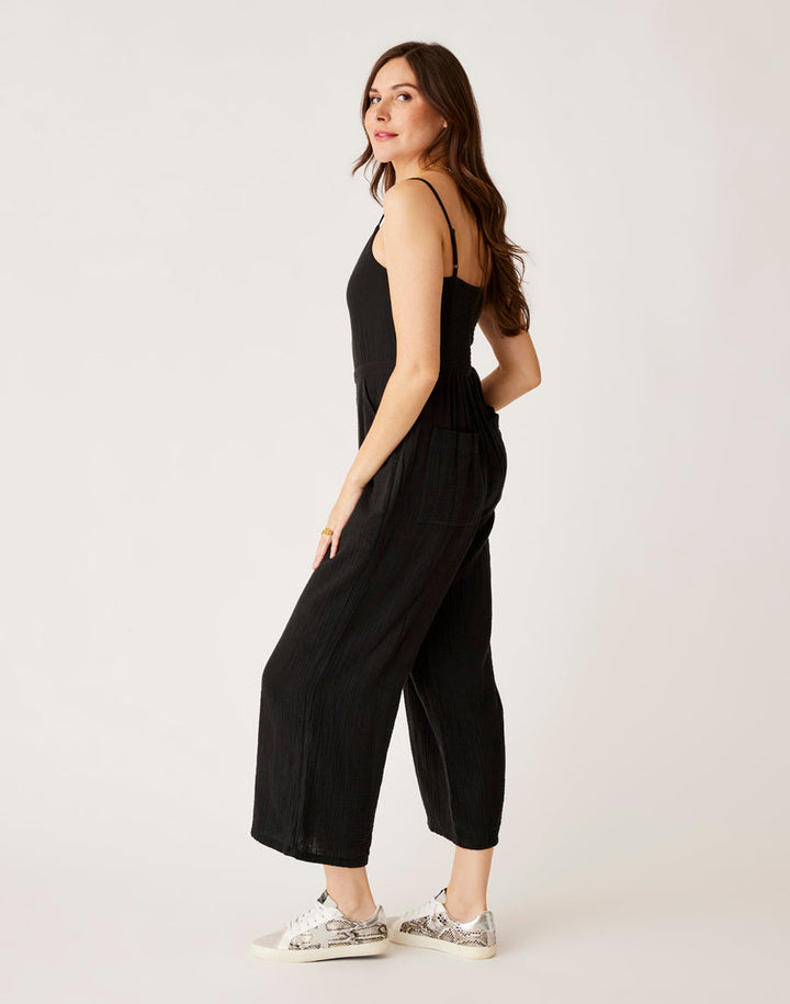 KNOX BLACK GAUZE JUMPSUIT
