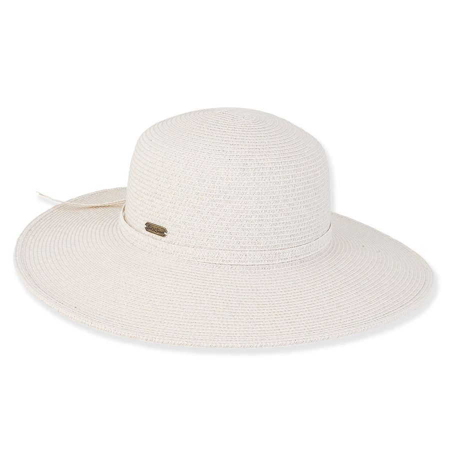 LIGHT GREY ALISHA PAPER BRAID FLOPPY HAT
