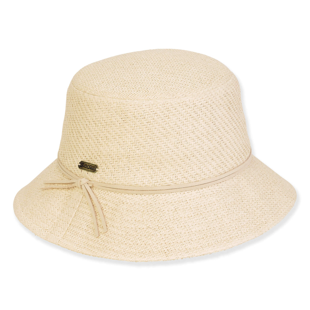 ECRU PAPER STRAW BUCKET HAT
