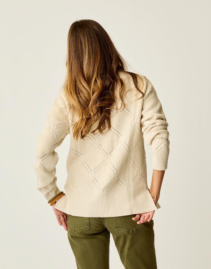 BIRCH ALLOVER CABLE WOODWARD SWEATER