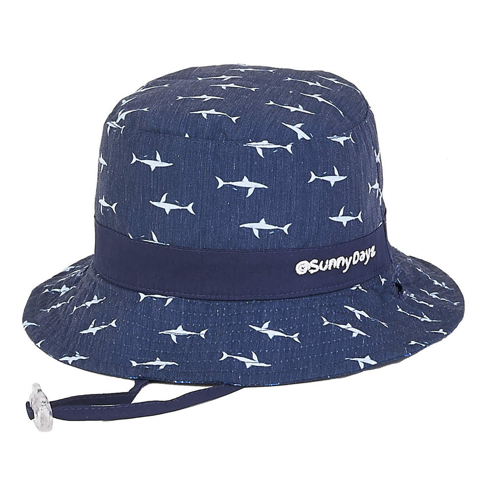 NAVY BOATS & SHARKS REVERSIBLE BUCKET HAT
