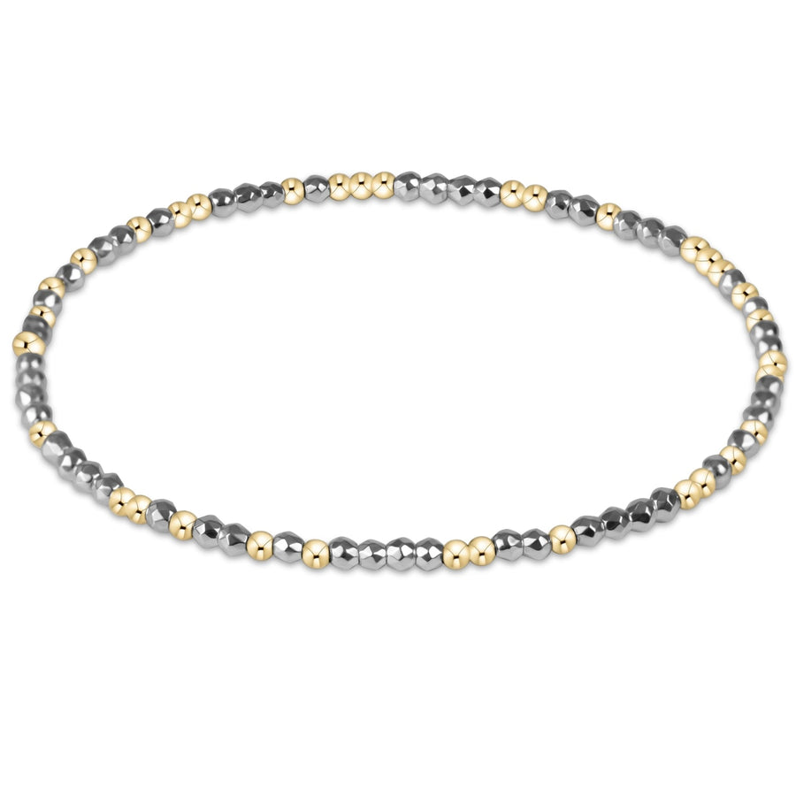 HOPE UNWRITTEN BRIGHT SILVER FACETED HEMATITE 2MM BEAD BRACELET
