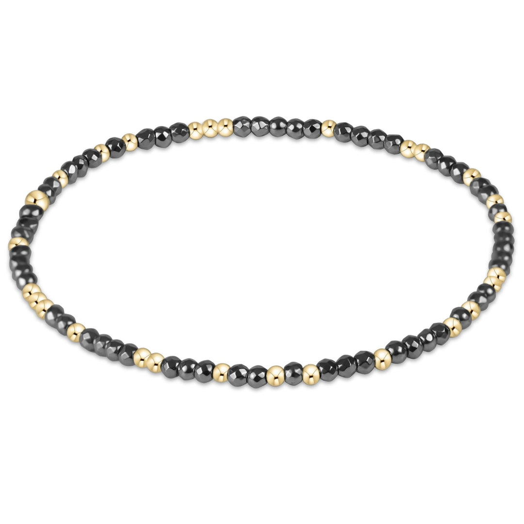 HOPE UNWRITTEN SILVER FACETED HEMATITE 2MM BEAD BRACELET