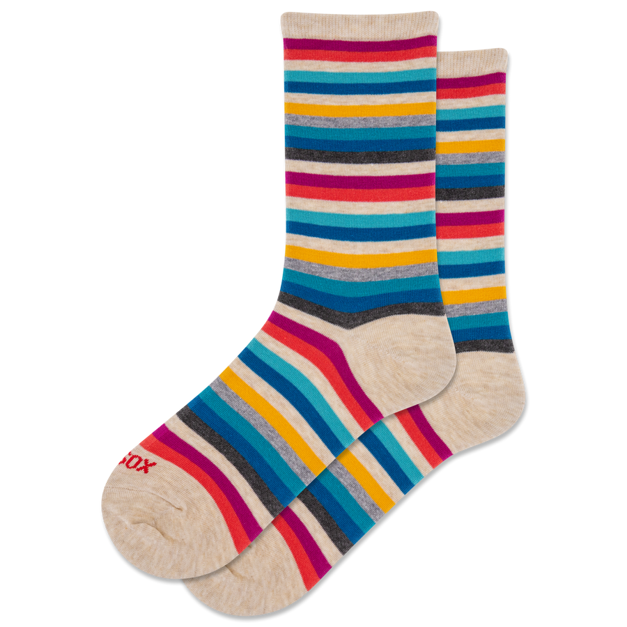 NATURAL MULTI CLASSIC STRIPE CREW SOCKS

