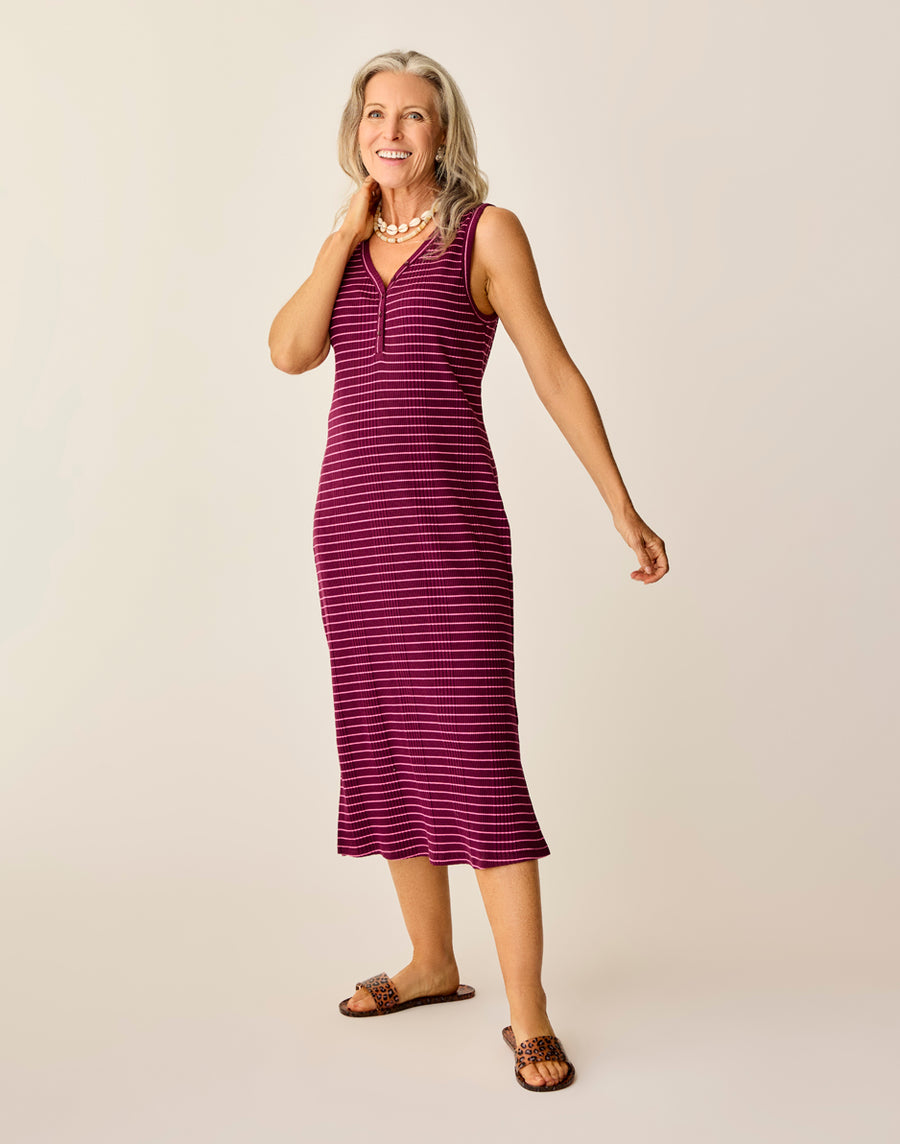 ELODIE NIRVANA STRIPE RIB DRESS