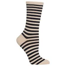 TAN HEATHER THIN STRIPE CREW SOCK
