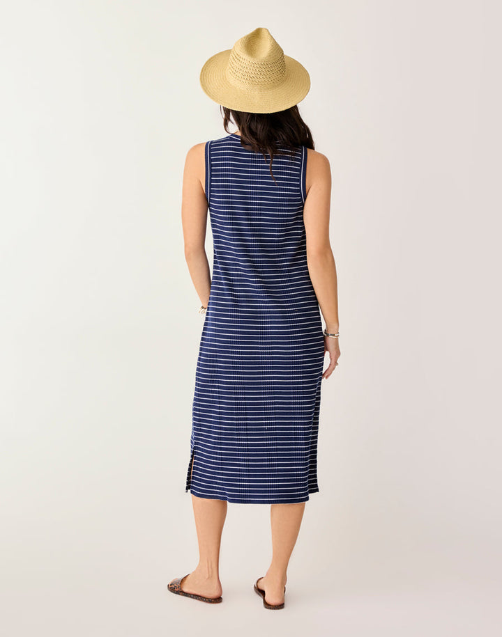 BLUE STRIPE ELODIE RIB DRESS