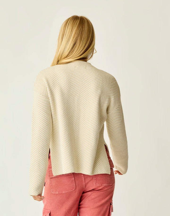 OLIVIA CEMENT HERRINGBONE PLUSH SWEATER