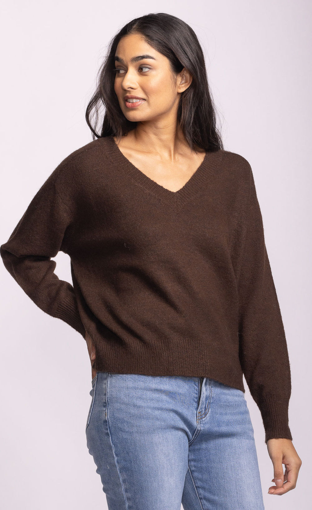 BROWN JACON V-NECK SWEATER
