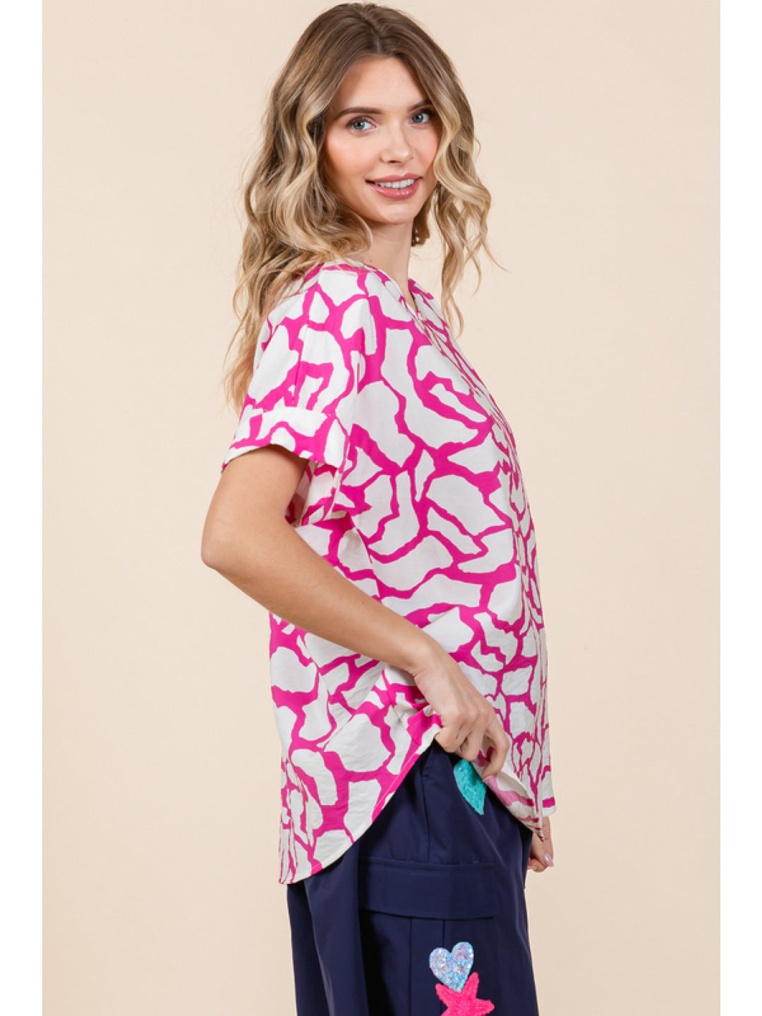 ALL SUMMER LONG HOT PINK PRINT TOP