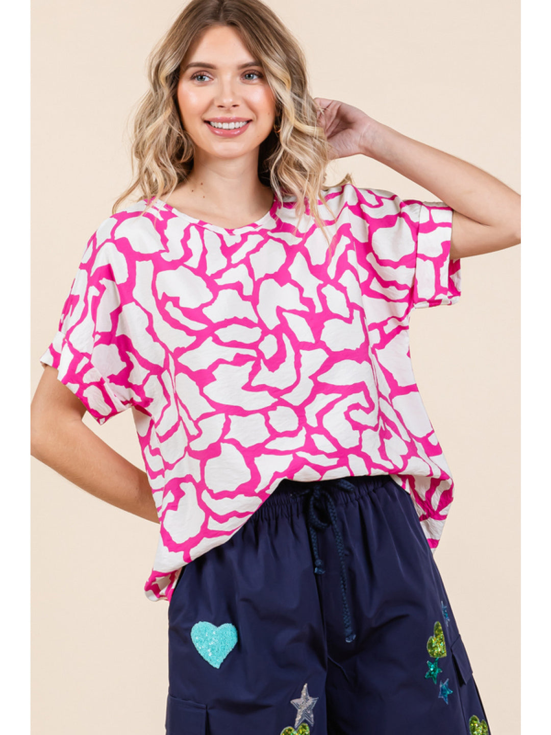 ALL SUMMER LONG HOT PINK PRINT TOP