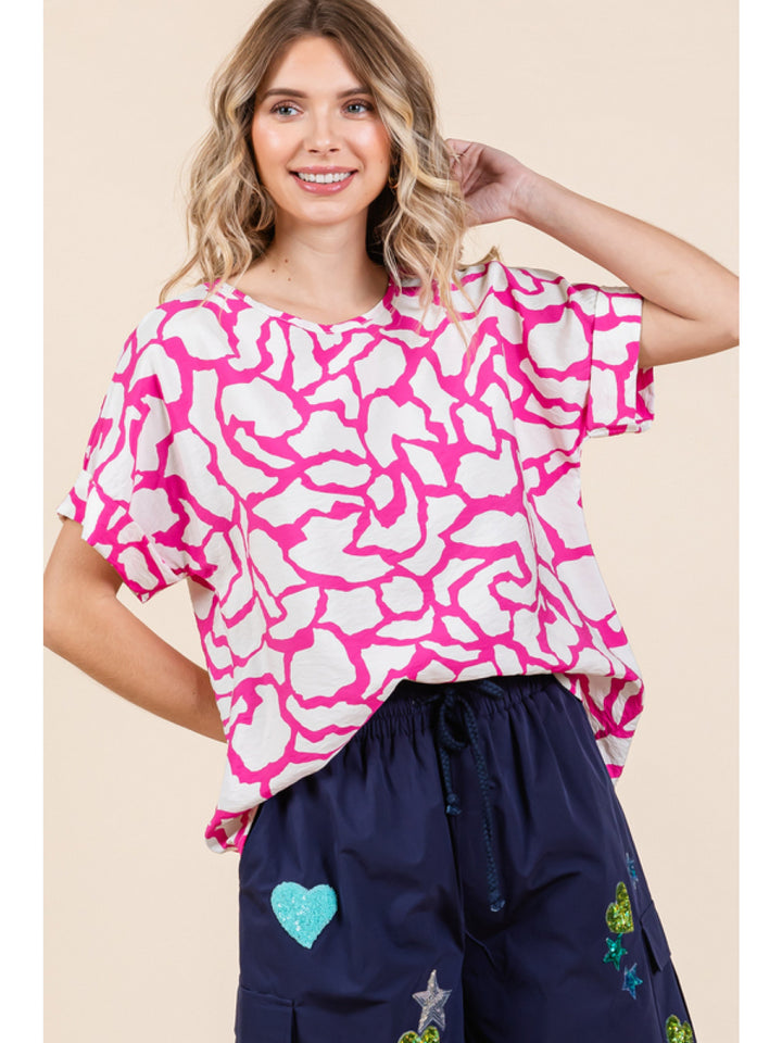 ALL SUMMER LONG HOT PINK PRINT TOP
