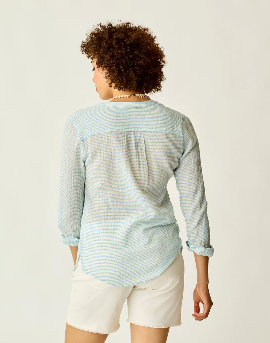 DYLAN LAGOON STRIPE GAUZE SHIRT