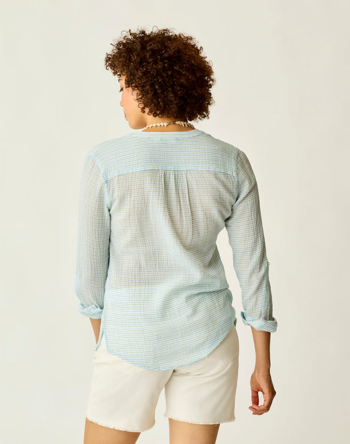DYLAN LAGOON STRIPE GAUZE SHIRT