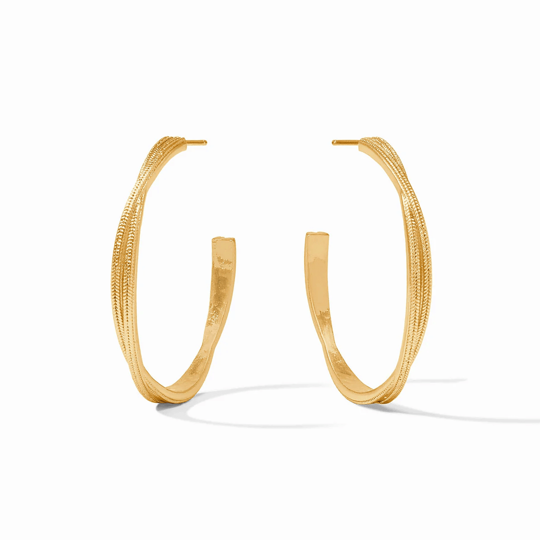 CHEVAL TWIST LARGE GOLD HOOP EARRINGS