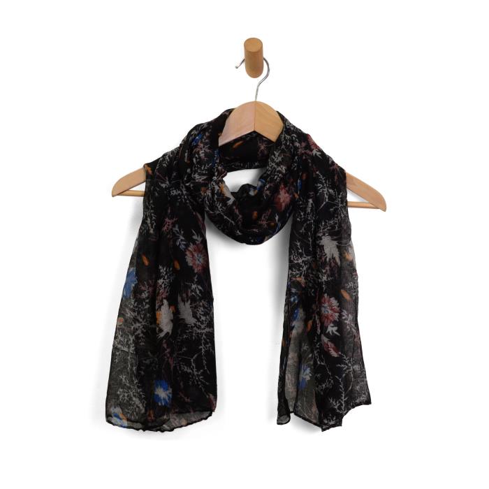 BLACK LONG STEM MUMS SCARF
