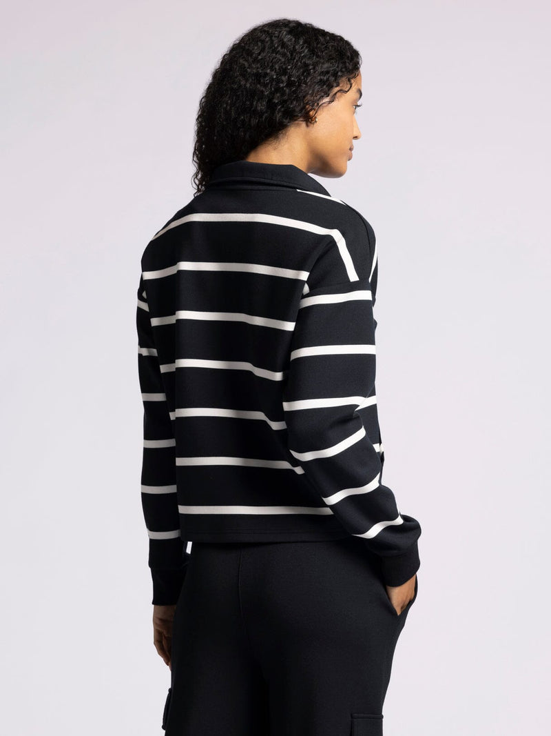 KEELY BLACK STRIPE 1/4 ZIP TOP