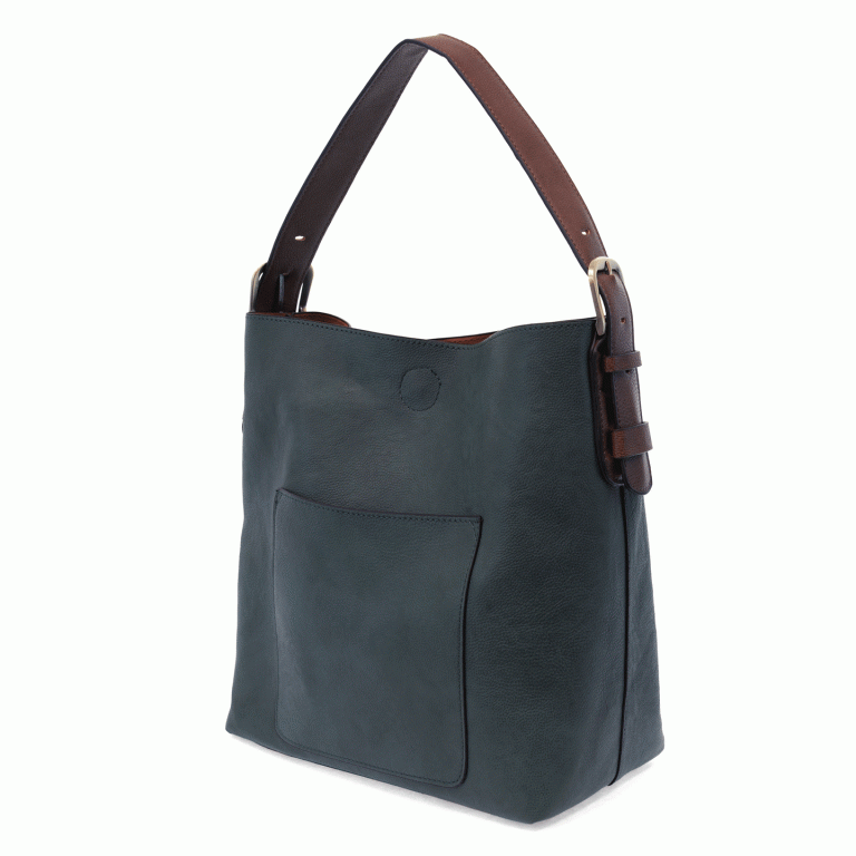 DARK CHAMBRAY HOBO WITH COFFEE HANDLE