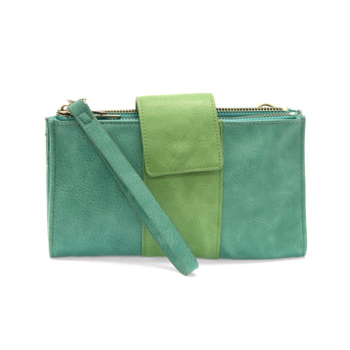 TRUE TURQ + SPRING GREEN CAMRYN COLORBLOCK WALLET CROSSBODY