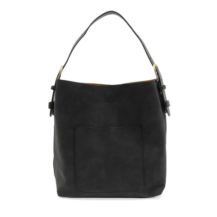 Black Hobo Black Handle Rich Faux Suede Handbag