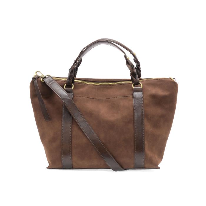 PECAN MABEL FAUX SUEDE TOTE