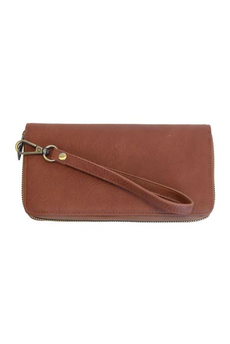 RUE SADDLE ZIP AROUND WALLET WITH WRIST STRAP