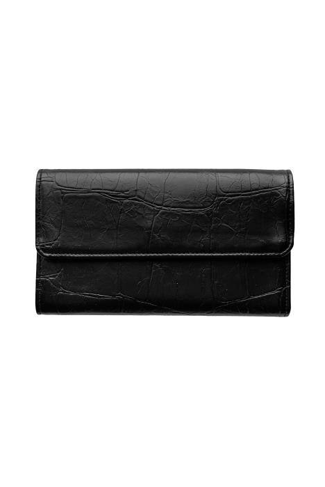 MARNIE BLACK CROCK MINI TRI FOLD WALLET