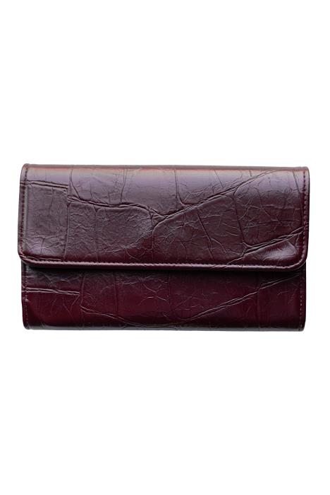 MARNIE BURGUNDY CROCK MINI TRI FOLD WALLET