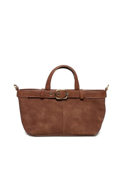 ASPYN TOFFEE SUEDED BELTED SMALL TOTE BAG
