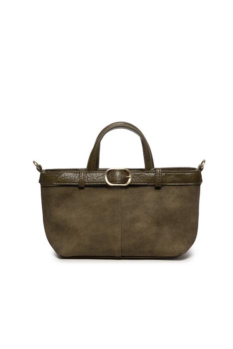 ASPYN DARK OLIVE SUEDED SMALL TOTE BAG
