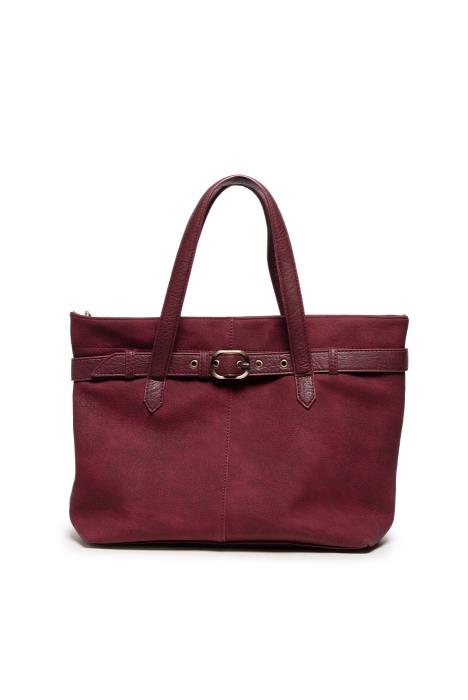 GENEVA BORDEAUX SUEDED BELTED TOTE CORSSBODY BAG