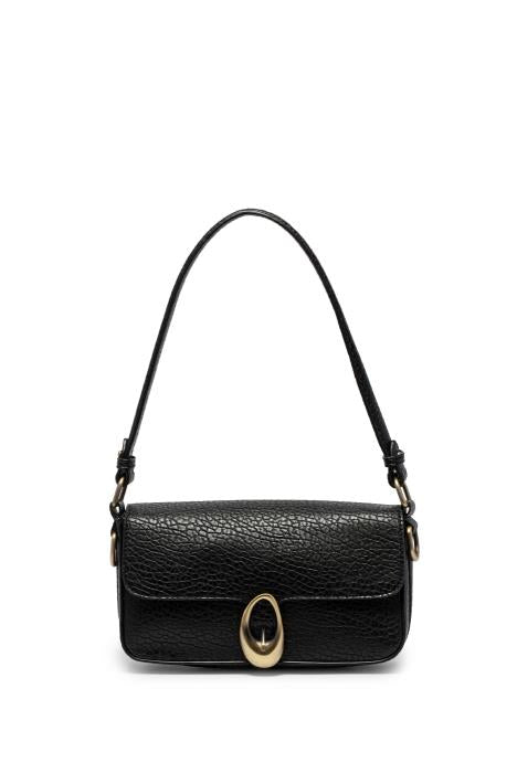LEONA BLACK FLAP SHOULDER BAG
