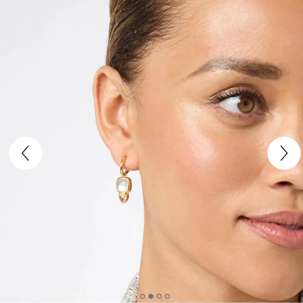 AQUITAINE IRIDESCENT CLEAR CRYSTAL HOOP & CHARM EARRINGS
